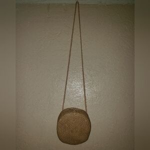 Tan Woven Crossbody Bag